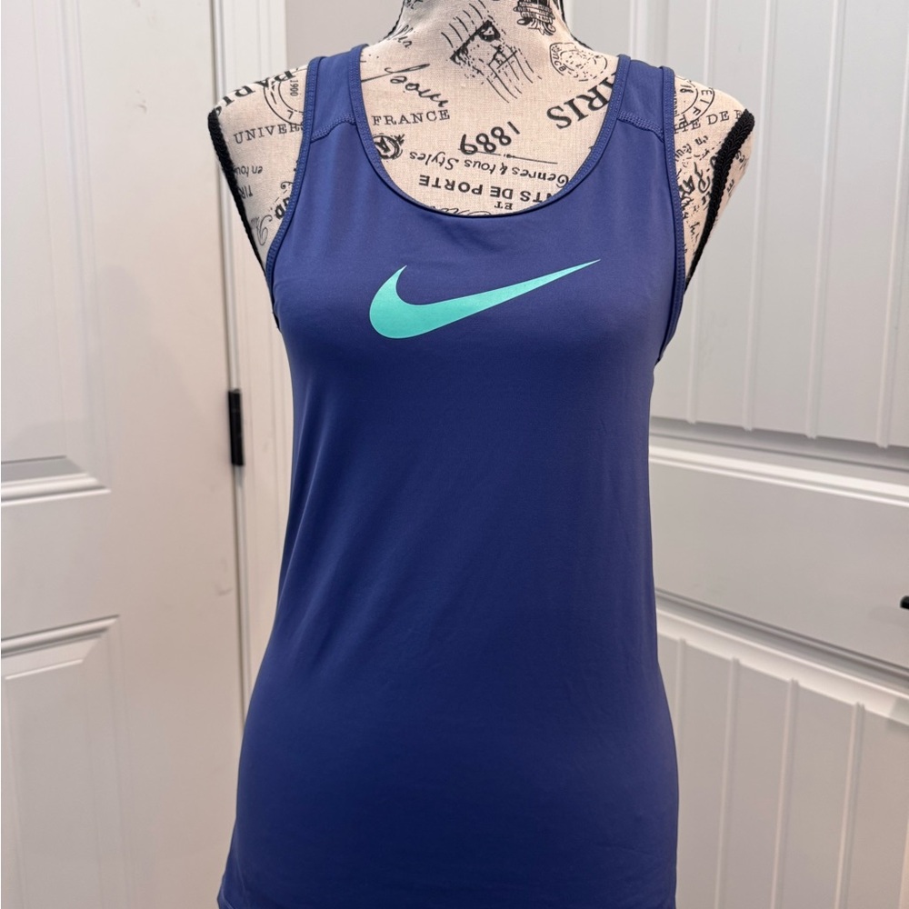 Nike Blue Fitted DRI-FIT razorback Tank Top